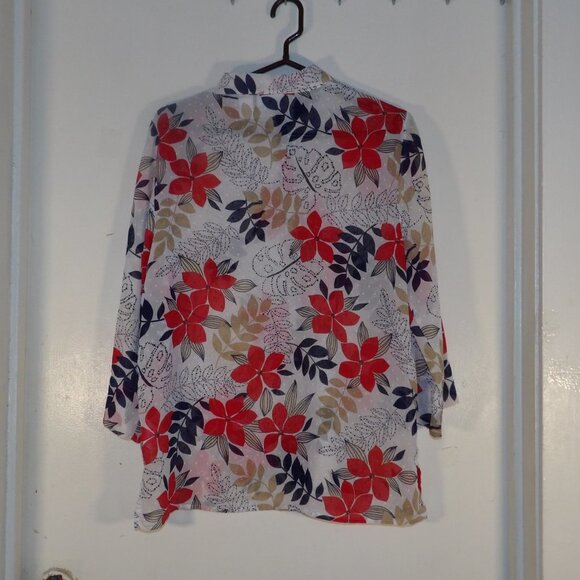 Alfred Dunner Sheer Floral Swiss Dot Button Down Shirt Sz 12 - Picture 6 of 6